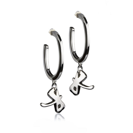 Orecchini in Argento a Cerchio Pendente Libellula