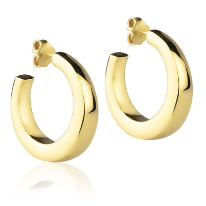 Orecchini in oro giallo 18k a cerchio diametro 25 mm sezione quadrata