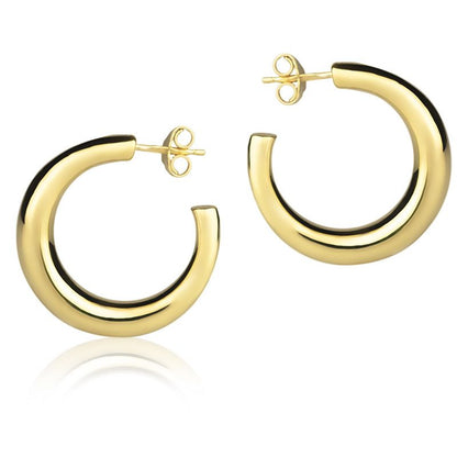 Orecchini in oro giallo 18k a cerchio diametro 25 mm sezione rotonda