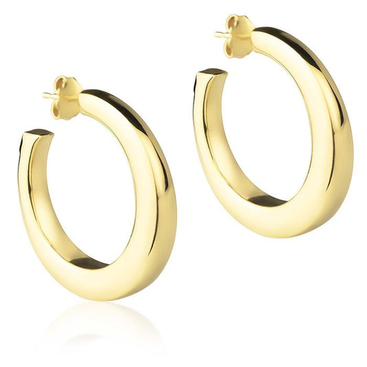 Orecchini in oro giallo 18k a cerchio da 30 mm sezione quadrata