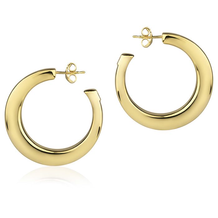 Orecchini in oro giallo 18k a cerchio da 30 mm sezione quadrata
