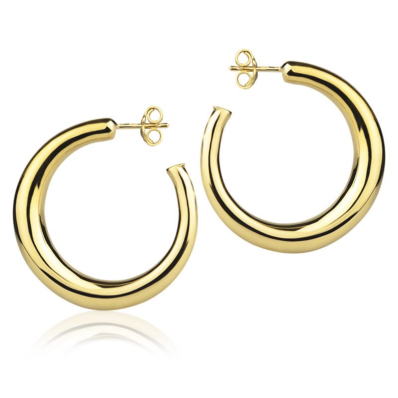 Orecchini in oro giallo 18k a cerchio da 30 mm sezione rotonda