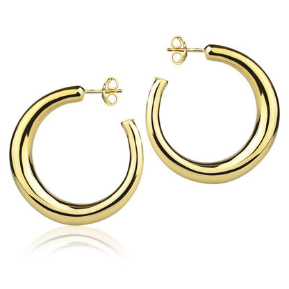 Orecchini in oro giallo 18k a cerchio da 30 mm sezione rotonda