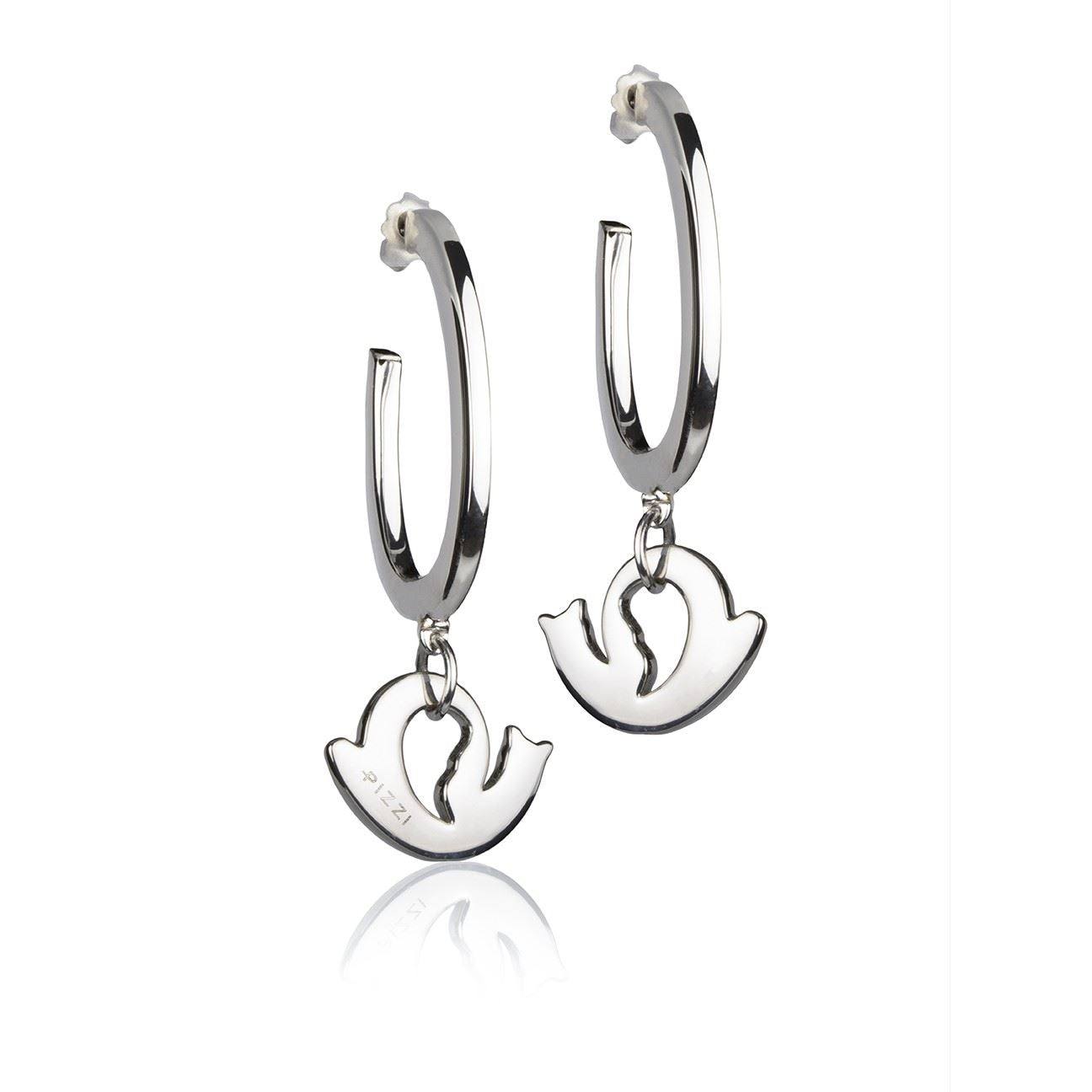 Orecchini in  Argento a Cerchio Pendente Chiocciola