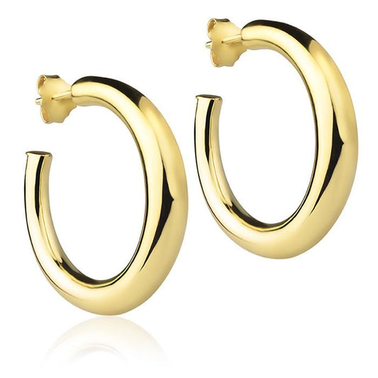 Orecchini in oro giallo 18k a cerchio da 30 mm sezione rotonda