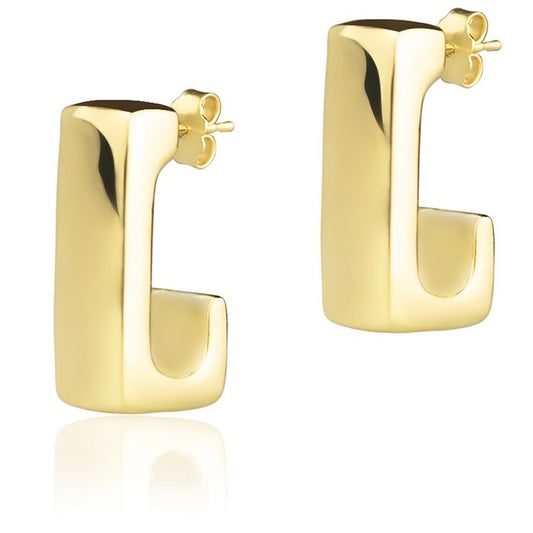 Orecchini in oro giallo 18k rettangolari lunghezza 25mm