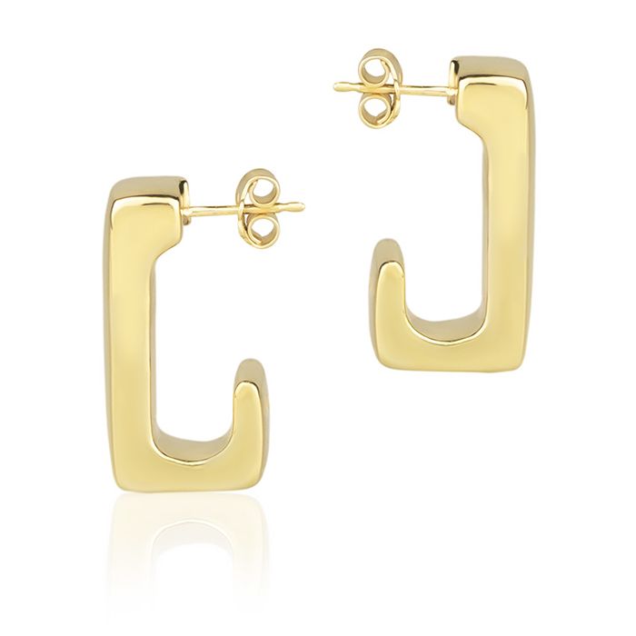 Orecchini in oro giallo 18k rettangolari lunghezza 25mm