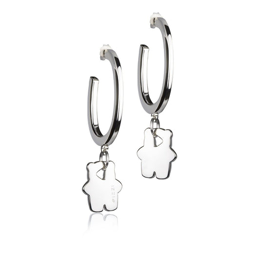 Orecchini in Argento a Cerchio Pendente Orsetto