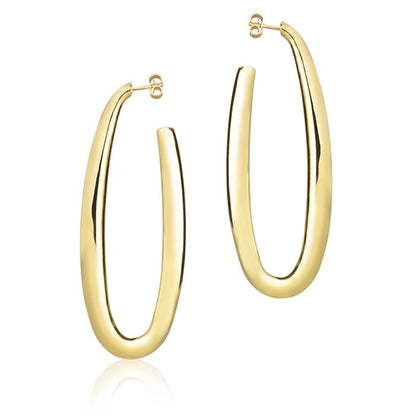Orecchini ovali in oro giallo 18k sezione rotonda lunghezza 70mm