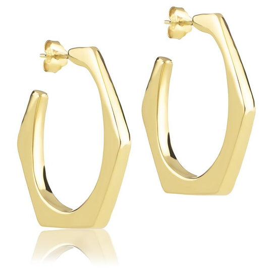 Orecchini esagonali in oro giallo 18k larghezza 30mm