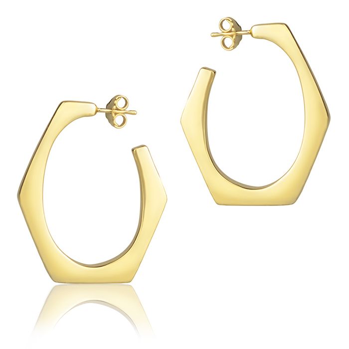 Orecchini esagonali in oro giallo 18k larghezza 30mm