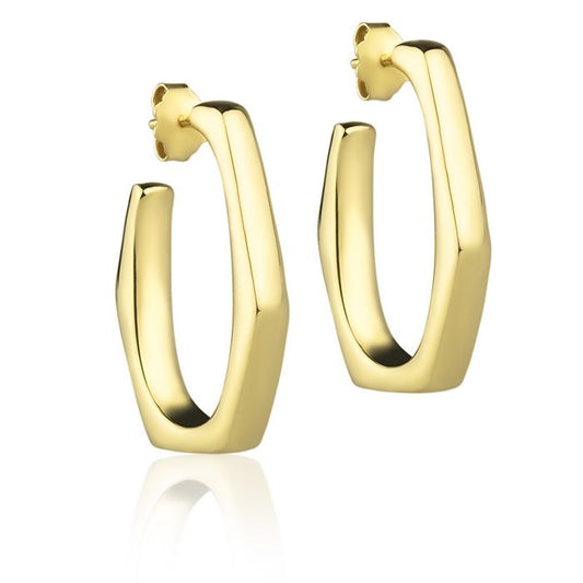 Orecchini esagonali in oro giallo 18k larghezza 20mm