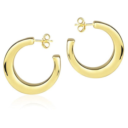 Orecchini in oro giallo 18k a cerchio diametro 25 mm sezione quadrata