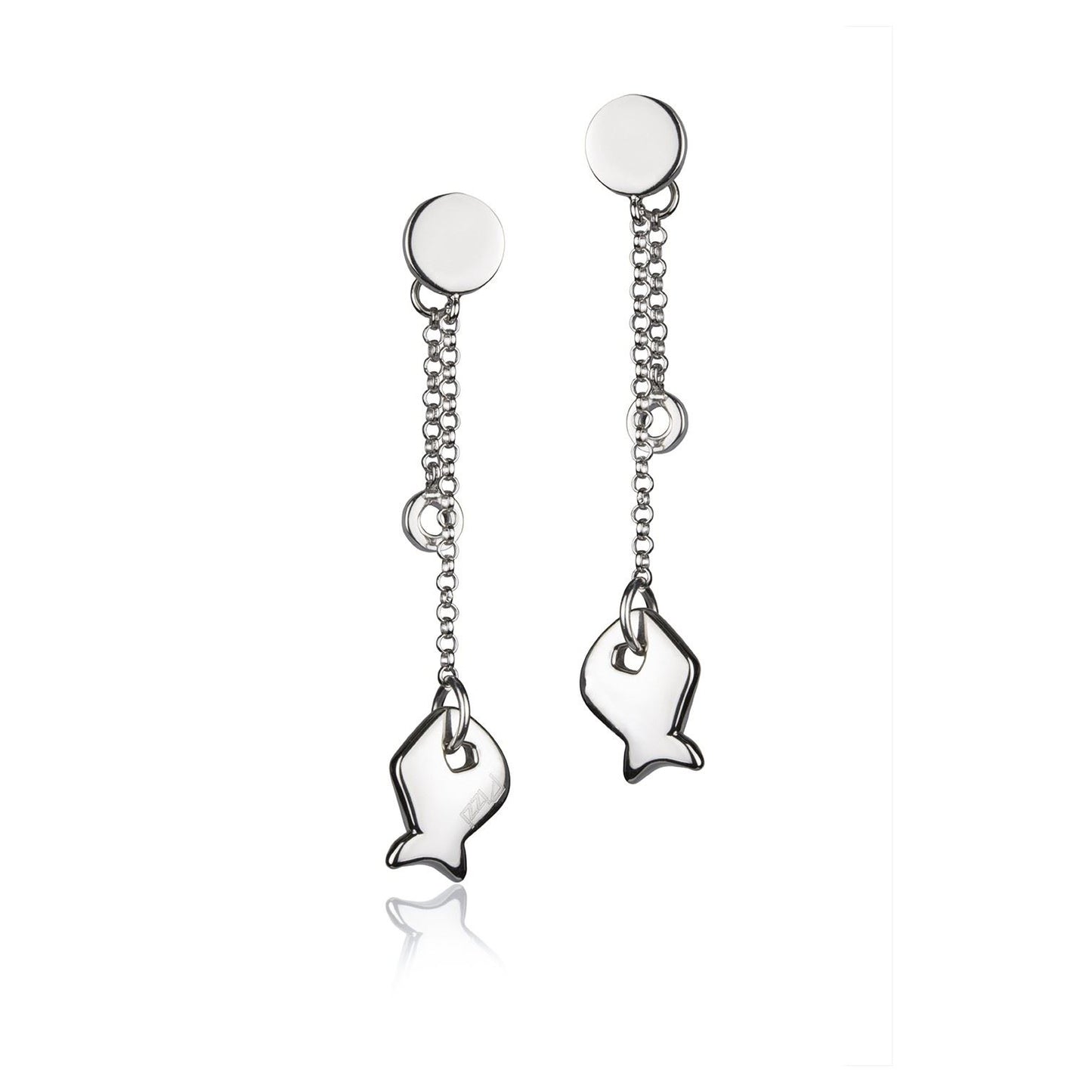 Silberne Kettenohrringe mit Fischanhänger