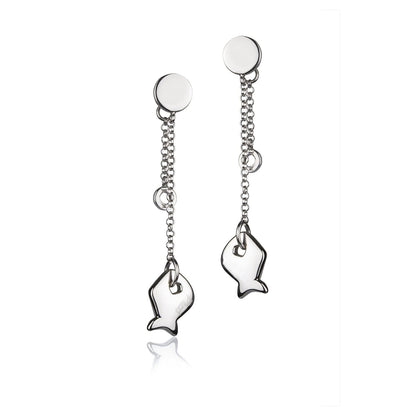 Orecchini in Argento a catena Pendente Pesce