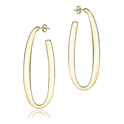 Orecchini ovali in oro giallo 18k sezione quadrata lunghezza 65mm