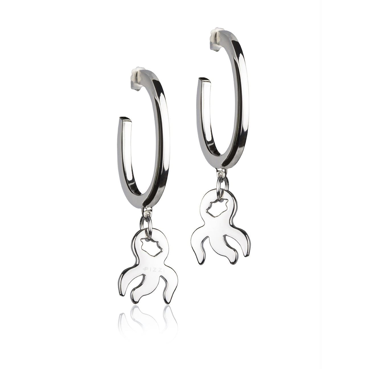 Silberne Oktopus-Anhänger-Creolen