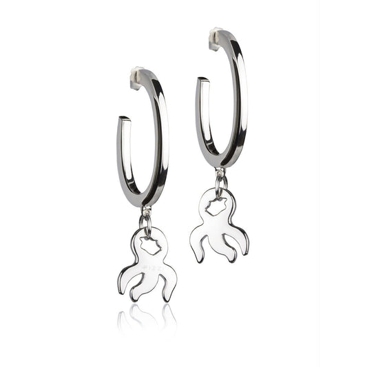 Orecchini in Argento a Cerchio Pendente Polipo