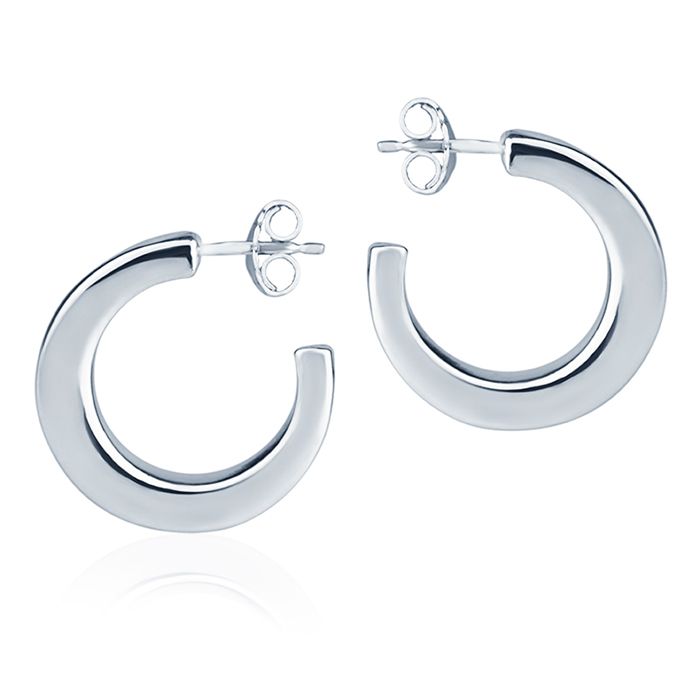 Orecchini in oro Bianco 18k a cerchio da 20 mm sezione quadrata