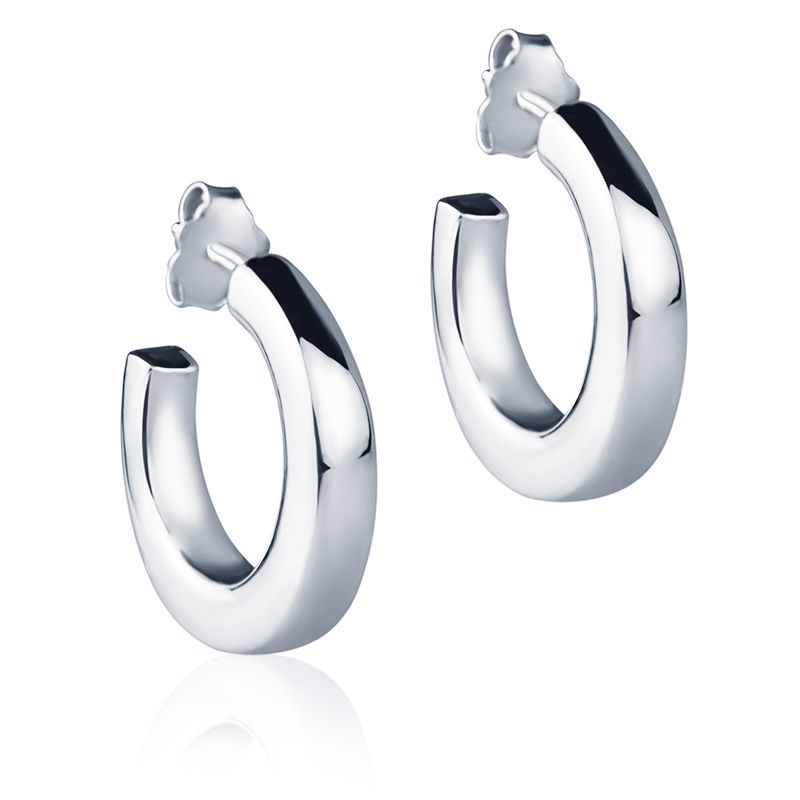 Orecchini in oro Bianco 18k a cerchio da 20 mm sezione quadrata