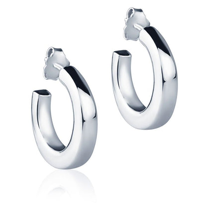 Orecchini in oro Bianco 18k a cerchio da 20 mm sezione quadrata