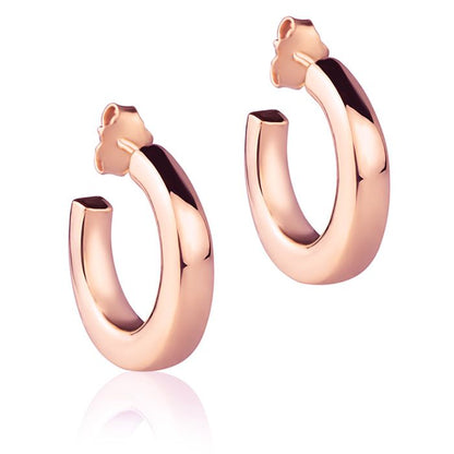 Orecchini in oro rosa 18k a cerchio da 20 mm sezione quadrata