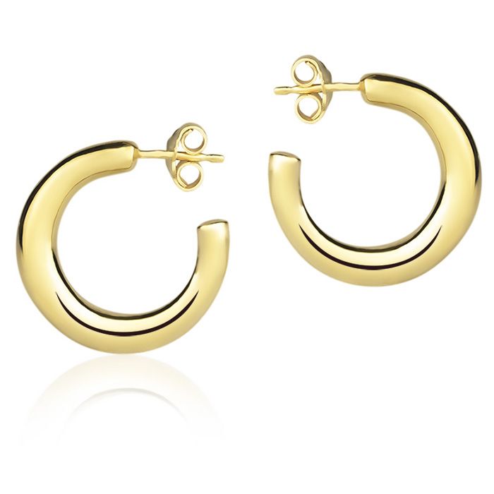 Orecchini in oro giallo 18k a cerchio da 20 mm sezione rotonda