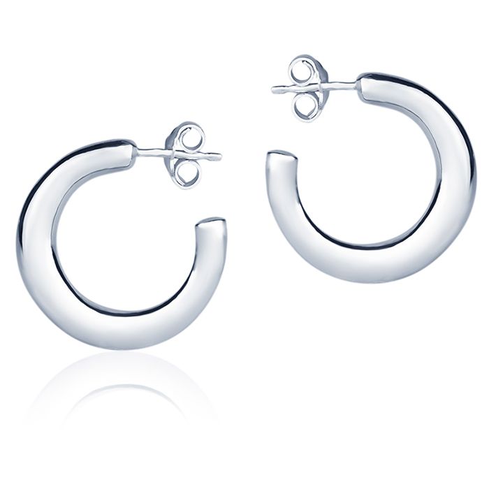 Orecchini in oro bianco 18k a cerchio da 20 mm sezione rotonda