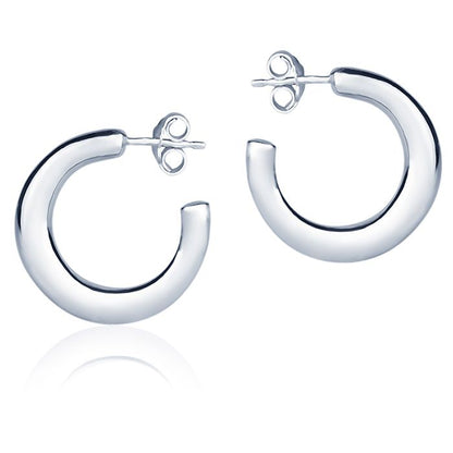 Orecchini in oro bianco 18k a cerchio da 20 mm sezione rotonda