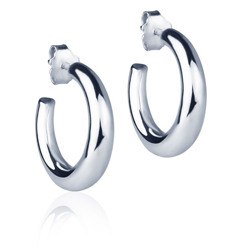 Orecchini in oro bianco 18k a cerchio da 20 mm sezione rotonda