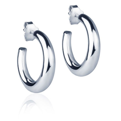 Orecchini in oro bianco 18k a cerchio da 20 mm sezione rotonda