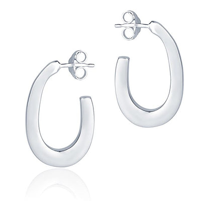 Orecchini ovali in oro bianco 18k sezione quadrata da 15 mm