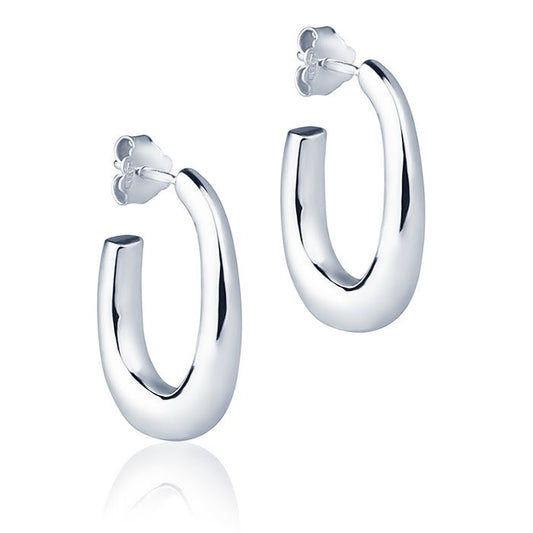 18k white gold oval earrings with a 15mm round section