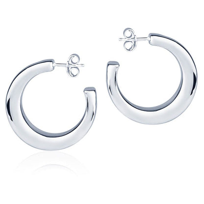 Orecchini in oro bianco 18k a cerchio diametro 25 mm sezione quadrata