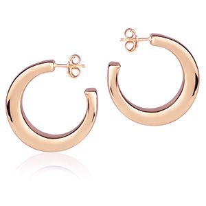 Orecchini in oro rosa 18k a cerchio diametro 25 mm sezione quadrata