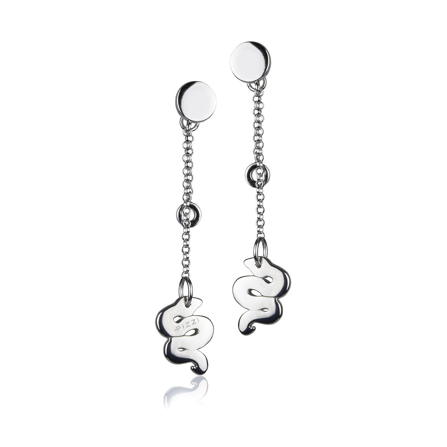 Silberne Kettenohrringe mit Schlangenanhänger