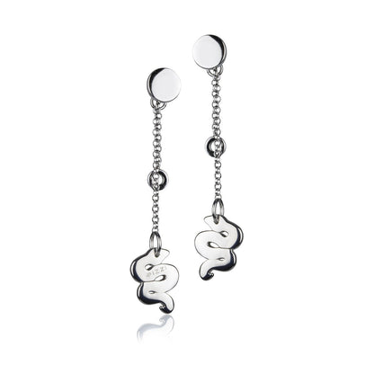Orecchini in Argento a catena Pendente Serpente