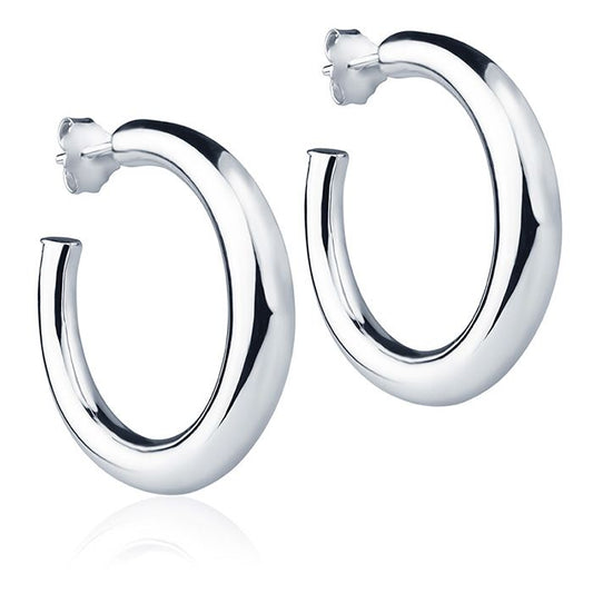 18k white gold 30mm round hoop earrings