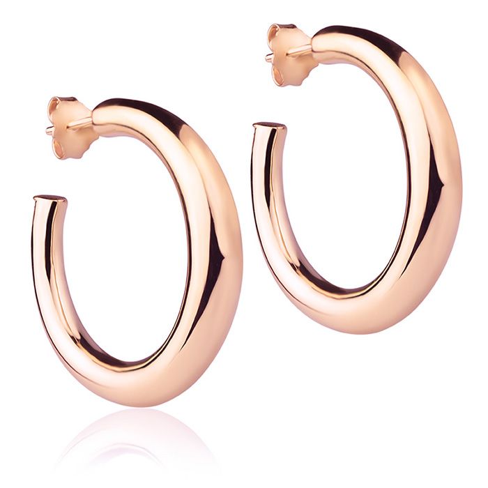 Orecchini in oro rosa 18k a cerchio da 30 mm sezione rotonda