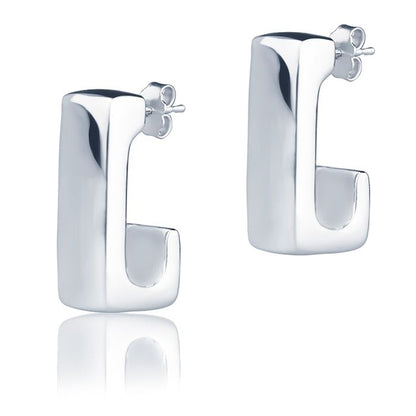 Orecchini in oro bianco 18k rettangolari lunghezza 25mm
