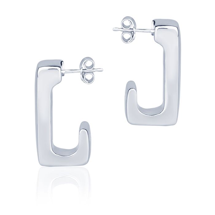 Orecchini in oro bianco 18k rettangolari lunghezza 25mm