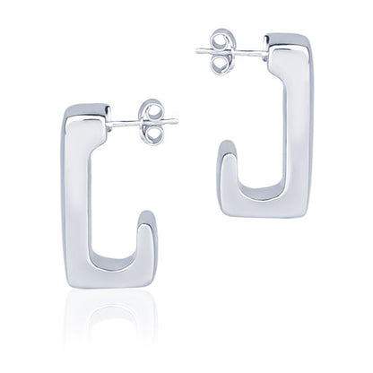 Orecchini in oro bianco 18k rettangolari lunghezza 25mm