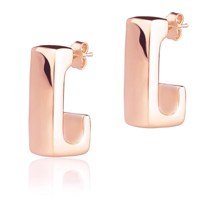 Orecchini in oro rosa 18k rettangolari lunghezza 25mm