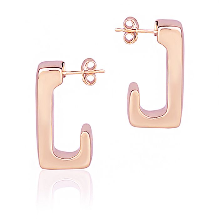 Orecchini in oro rosa 18k rettangolari lunghezza 25mm