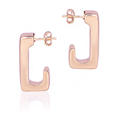 Orecchini in oro rosa 18k rettangolari lunghezza 25mm