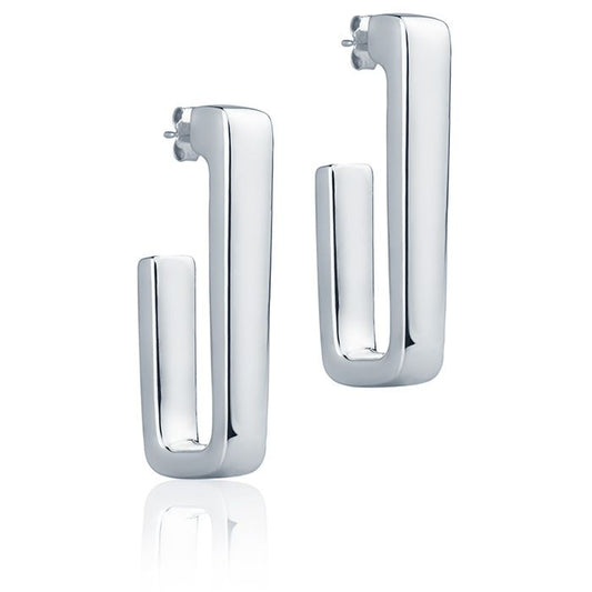 18k white gold rectangular earrings, 45mm long
