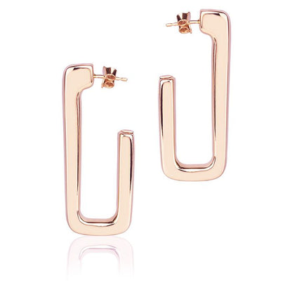 Orecchini in oro rosa 18k rettangolari lunghezza 45mm