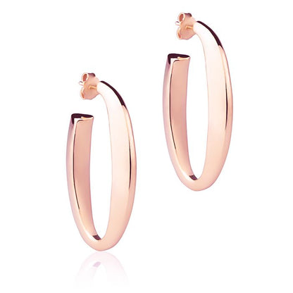 Orecchini ovali in oro rosa 18k sezione triangolare lunghezza 40mm