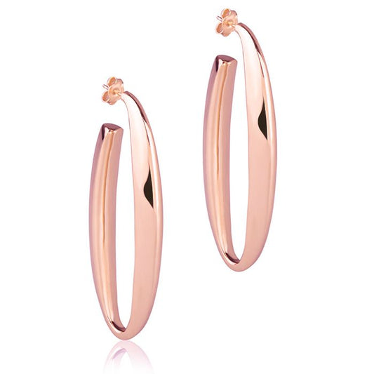 Orecchini ovali in oro rosa 18k sezione triangolare lunghezza 60mm