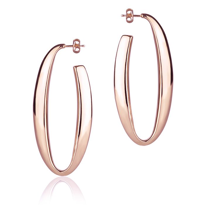 18k rose gold oval earrings with a triangular section, length 60mm